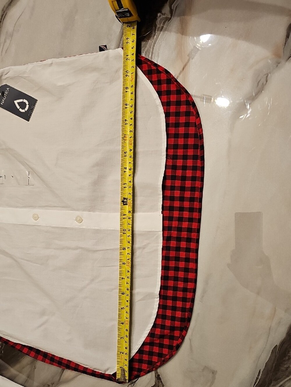 Kid's Contrast Red Plaid Trim White Button-Up Shirt - Picture 6 of 8